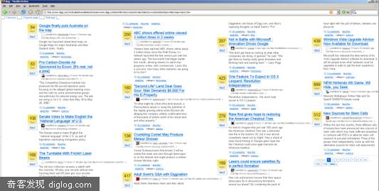Read Digg in newspaper columns on your big screen (Firefox only)