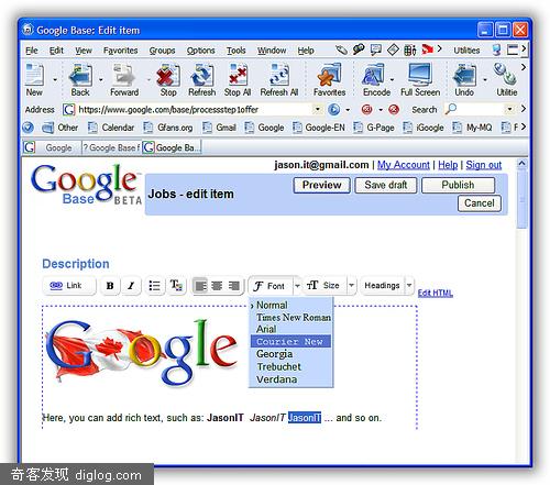 Google Base �������ı���ʽ(RTF)�༭����