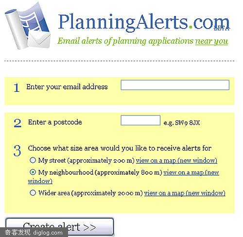 天涯海阁: Planningalerts:地方项目通知服务