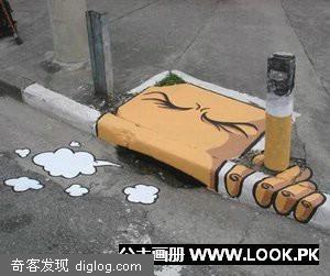 国外 街头艺术  手绘路边污水口，让人惊叹～