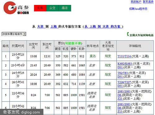 酷站介绍--高参火车路线