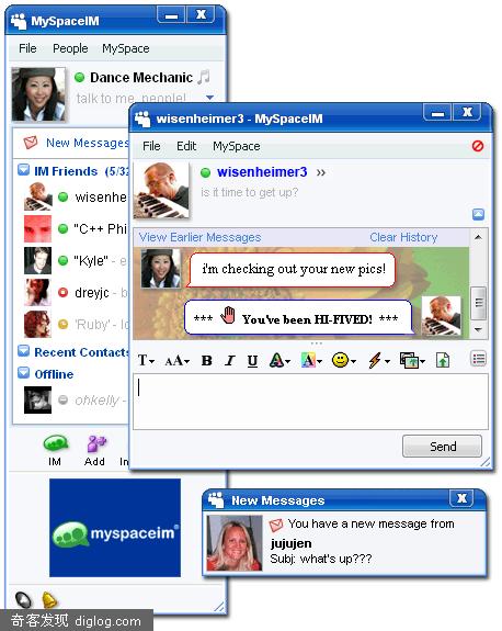 Myspace中国宣布即将推出即时通讯软件MySpaceIM(链接目前无法访问)