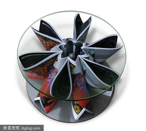 废物利用?-用杂志交织而成的咖啡桌!