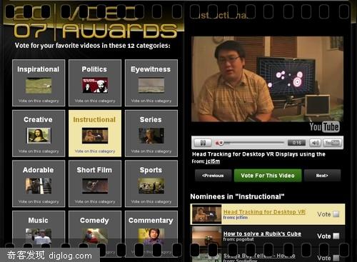 07 年度 Youtube Awards 開始接受投票