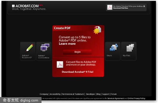 Adobe Acrobat.  Adobe 推出 Acrobat.com