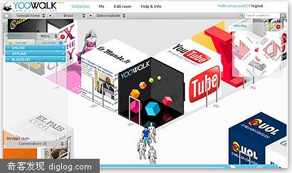 Social Network web2.0  Yoowalk：3D冲浪社区