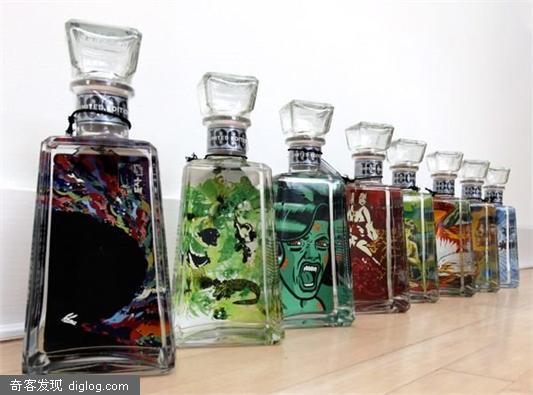 艺术 酒瓶 设计  1800 Tequila的炫彩艺术酒瓶设计