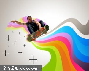 photoshop 平面设计 海报设计 教程  Photoshop简单几步打造漂亮的滑板海报