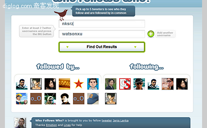 web2.0 twitter  Whofollowswho:Twitter圈的交集